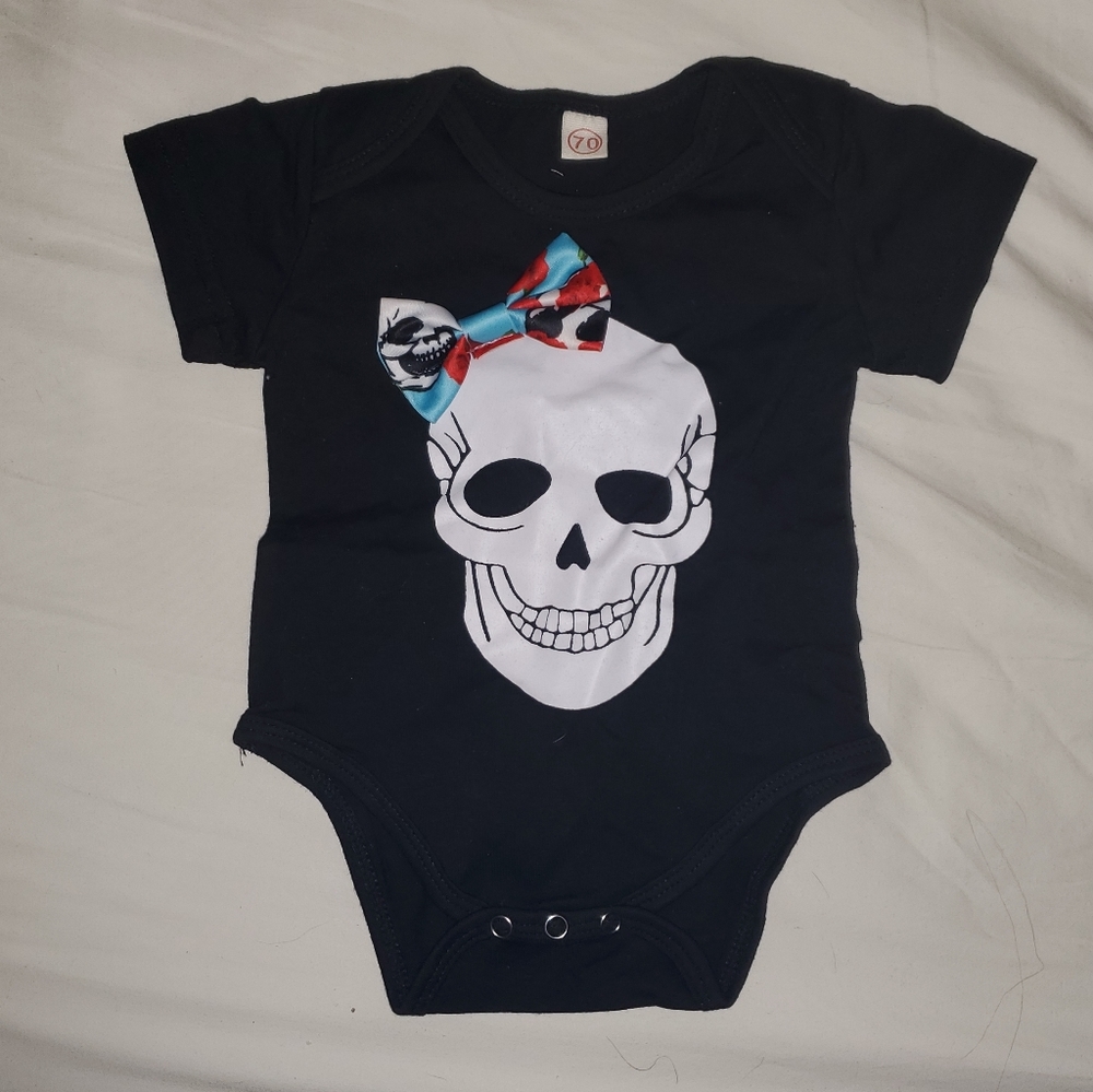 Baby girl skull onesie